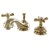 Essex Two-Handle 3-Hole Deck Mount Widespread Bathroom Faucet with Brass Pop-Up