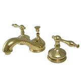 Heritage Two-Handle 3-Hole Deck Mount Widespread Bathroom Faucet with Brass Pop-Up