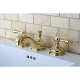 Tudor Two-Handle 3-Hole Deck Mount Widespread Bathroom Faucet with Brass Pop-Up Drain