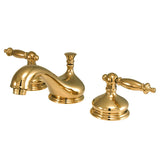 Heritage Two-Handle 3-Hole Deck Mount Widespread Bathroom Faucet with Brass Pop-Up