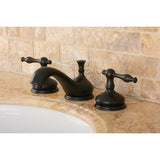 Heritage Two-Handle 3-Hole Deck Mount Widespread Bathroom Faucet with Brass Pop-Up