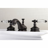 Wilshire Two-Handle 3-Hole Deck Mount Widespread Bathroom Faucet with Brass Pop-Up