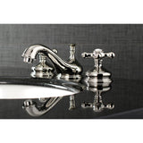 Heritage Two-Handle 3-Hole Deck Mount Widespread Bathroom Faucet with Brass Pop-Up Drain