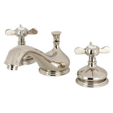 Essex Two-Handle 3-Hole Deck Mount Widespread Bathroom Faucet with Brass Pop-Up