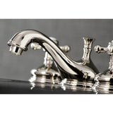 Vintage Two-Handle 3-Hole Deck Mount Widespread Bathroom Faucet with Brass Pop-Up