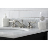 Georgian Two-Handle 3-Hole Deck Mount Widespread Bathroom Faucet with Brass Pop-Up