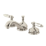 Georgian Two-Handle 3-Hole Deck Mount Widespread Bathroom Faucet with Brass Pop-Up