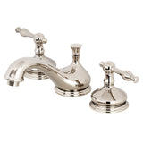 Heritage Two-Handle 3-Hole Deck Mount Widespread Bathroom Faucet with Brass Pop-Up