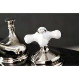 Heritage Two-Handle 3-Hole Deck Mount Widespread Bathroom Faucet with Brass Pop-Up Drain