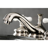 Heritage Two-Handle 3-Hole Deck Mount Widespread Bathroom Faucet with Brass Pop-Up Drain