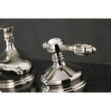 Tudor Two-Handle 3-Hole Deck Mount Widespread Bathroom Faucet with Brass Pop-Up Drain