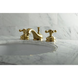 Heritage Two-Handle 3-Hole Deck Mount Widespread Bathroom Faucet with Brass Pop-Up Drain