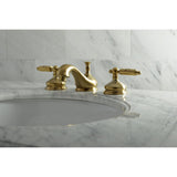 Georgian Two-Handle 3-Hole Deck Mount Widespread Bathroom Faucet with Brass Pop-Up