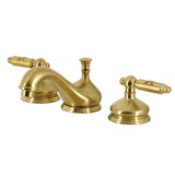 Georgian Two-Handle 3-Hole Deck Mount Widespread Bathroom Faucet with Brass Pop-Up