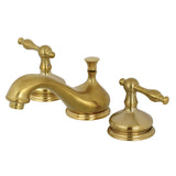 Heritage Two-Handle 3-Hole Deck Mount Widespread Bathroom Faucet with Brass Pop-Up