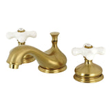 Heritage Two-Handle 3-Hole Deck Mount Widespread Bathroom Faucet with Brass Pop-Up Drain