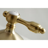 Tudor Two-Handle 3-Hole Deck Mount Widespread Bathroom Faucet with Brass Pop-Up Drain