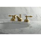 Tudor Two-Handle 3-Hole Deck Mount Widespread Bathroom Faucet with Brass Pop-Up Drain