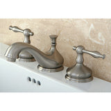 Heritage Two-Handle 3-Hole Deck Mount Widespread Bathroom Faucet with Brass Pop-Up