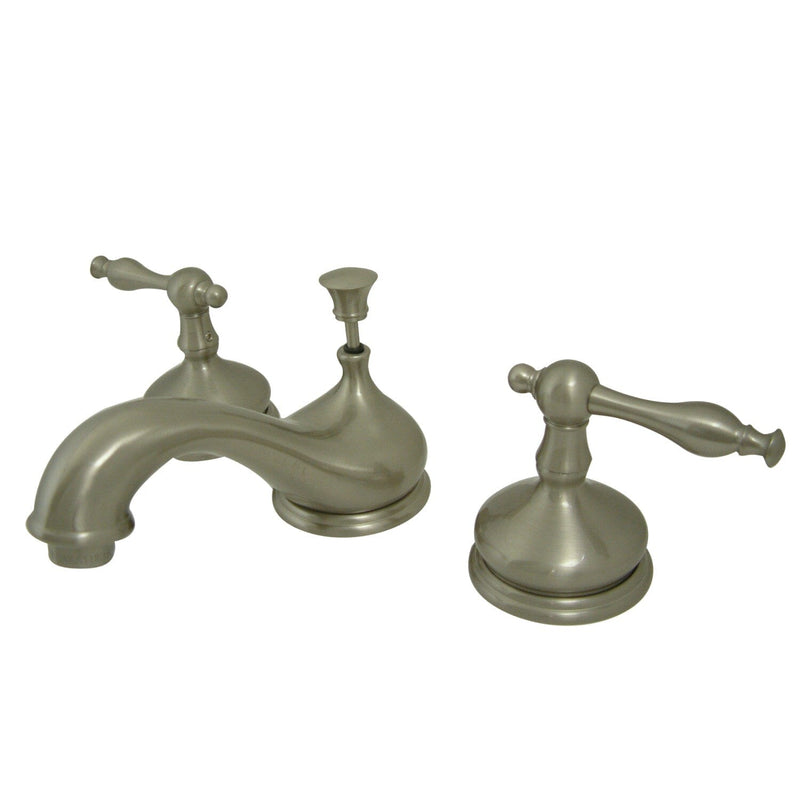 Heritage Two-Handle 3-Hole Deck Mount Widespread Bathroom Faucet with Brass Pop-Up