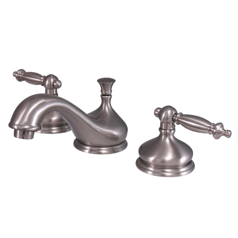 Heritage Two-Handle 3-Hole Deck Mount Widespread Bathroom Faucet with Brass Pop-Up