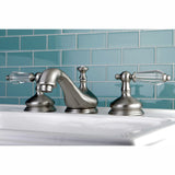 Wilshire Two-Handle 3-Hole Deck Mount Widespread Bathroom Faucet with Brass Pop-Up
