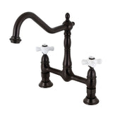 Heritage Two-Handle 2-Hole Deck Mount Bridge Kitchen Faucet