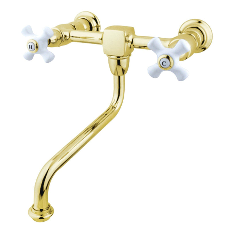 Heritage Double-Handle 2-Hole Wall Mount Bathroom Faucet