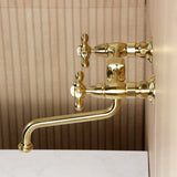 Heritage Double-Handle 2-Hole Wall Mount Bathroom Faucet