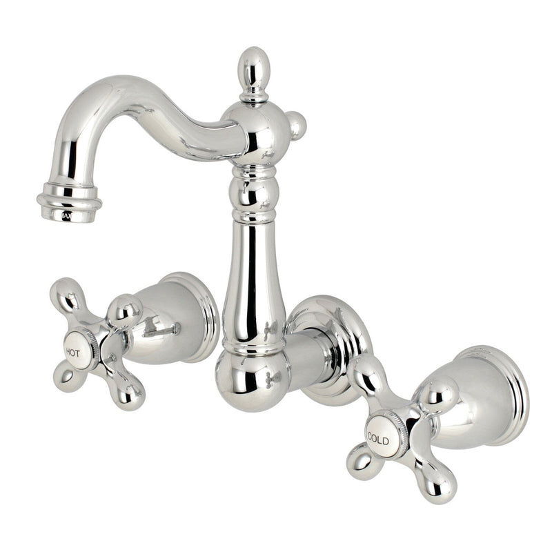 Heritage Double-Handle 3-Hole Wall Mount Bathroom Faucet