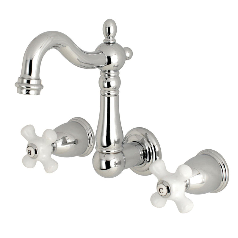 Heritage Double-Handle 3-Hole Wall Mount Bathroom Faucet