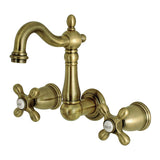 Heritage Double-Handle 3-Hole Wall Mount Bathroom Faucet