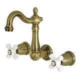 Heritage Double-Handle 3-Hole Wall Mount Bathroom Faucet