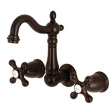 Heritage Double-Handle 3-Hole Wall Mount Bathroom Faucet