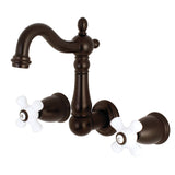 Heritage Double-Handle 3-Hole Wall Mount Bathroom Faucet