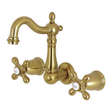 Heritage Double-Handle 3-Hole Wall Mount Bathroom Faucet