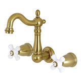 Heritage Double-Handle 3-Hole Wall Mount Bathroom Faucet