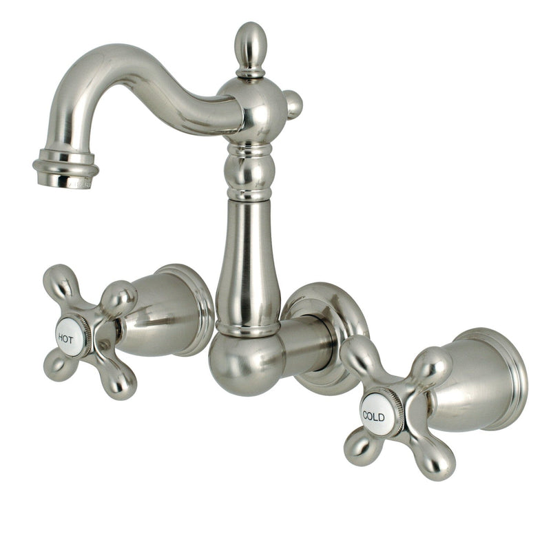 Heritage Double-Handle 3-Hole Wall Mount Bathroom Faucet