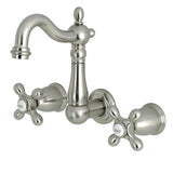 Heritage Double-Handle 3-Hole Wall Mount Bathroom Faucet