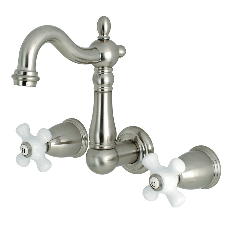 Heritage Double-Handle 3-Hole Wall Mount Bathroom Faucet