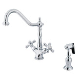 Heritage Two-Handle 2-or-4 Hole Kitchen Faucet with Brass Sprayer