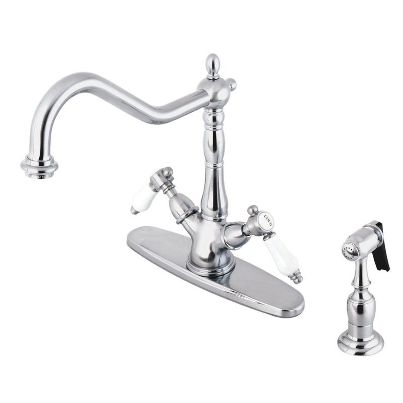 Bel-Air Two-Handle 2-or-4 Hole Kitchen Faucet with Brass Sprayer