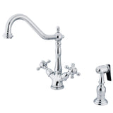 Heritage Two-Handle 2-or-4 Hole Kitchen Faucet with Brass Sprayer