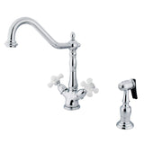 Heritage Two-Handle 2-or-4 Hole Kitchen Faucet with Brass Sprayer