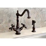 Heritage Two-Handle 2-or-4 Hole Kitchen Faucet with Brass Sprayer
