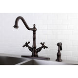 Essex Two-Handle 2-or-4 Hole Kitchen Faucet with Brass Sprayer