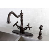 Essex Two-Handle 2-or-4 Hole Kitchen Faucet with Brass Sprayer