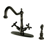 Essex Two-Handle 2-or-4 Hole Kitchen Faucet with Brass Sprayer