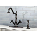 Duchess Two-Handle 2-or-4 Hole Kitchen Faucet with Brass Sprayer