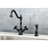 Duchess Two-Handle 2-or-4 Hole Kitchen Faucet with Brass Sprayer